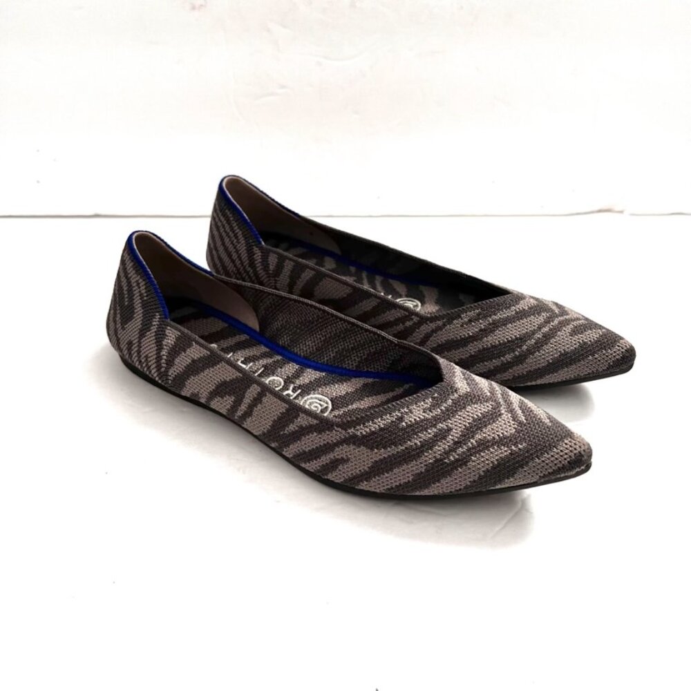 Rothy's The Point Gray Zebra Rare Discontinued Print Size 6.5